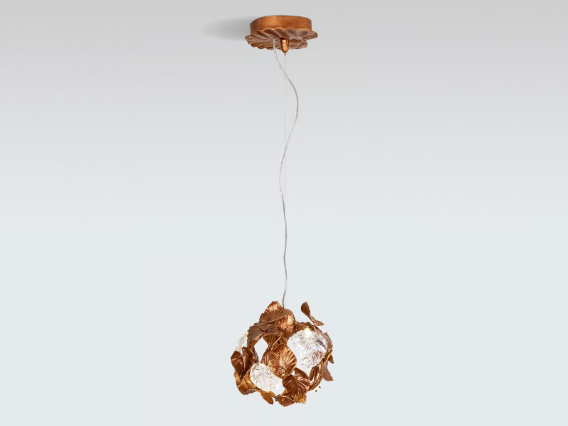 CALATHEA ORBIFOLIA - LED handmade bronze pendant lamp by Serip