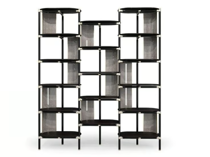 FEBE - Open floor-ceiling mounted bookcase by Sicis