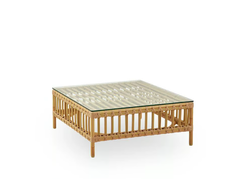 MAGGIE EXTERIOR - Garden side table in Alu-Rattan and ArtFibre with glass top by Sika Design