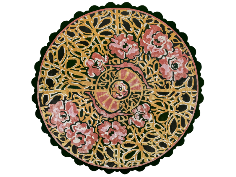 HANAMI - Round handmade fabric rug with floral pattern by SITAP Carpet Couture Italia