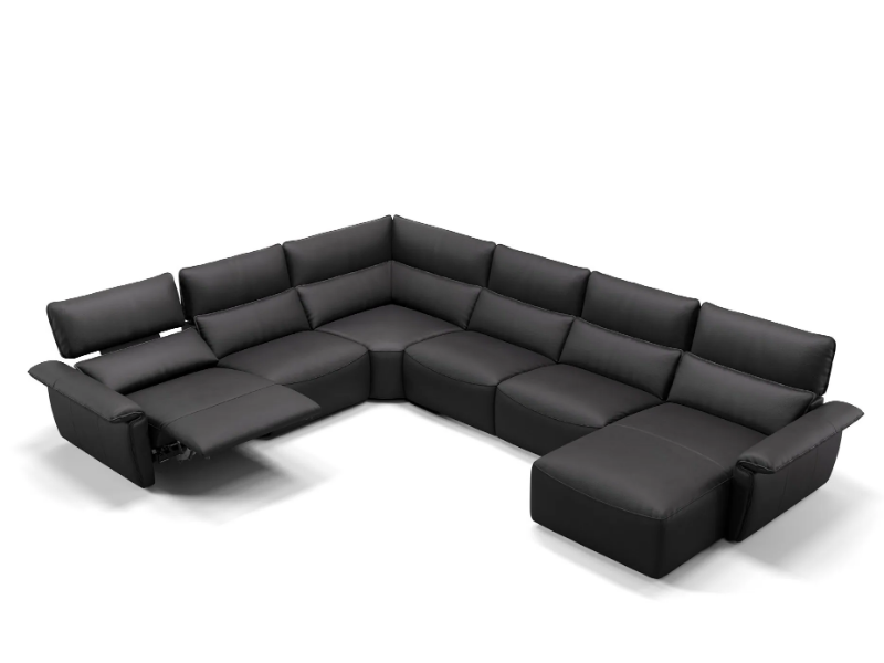 MERIDA - Corner leather sofa with chaise longue by Sofanella
