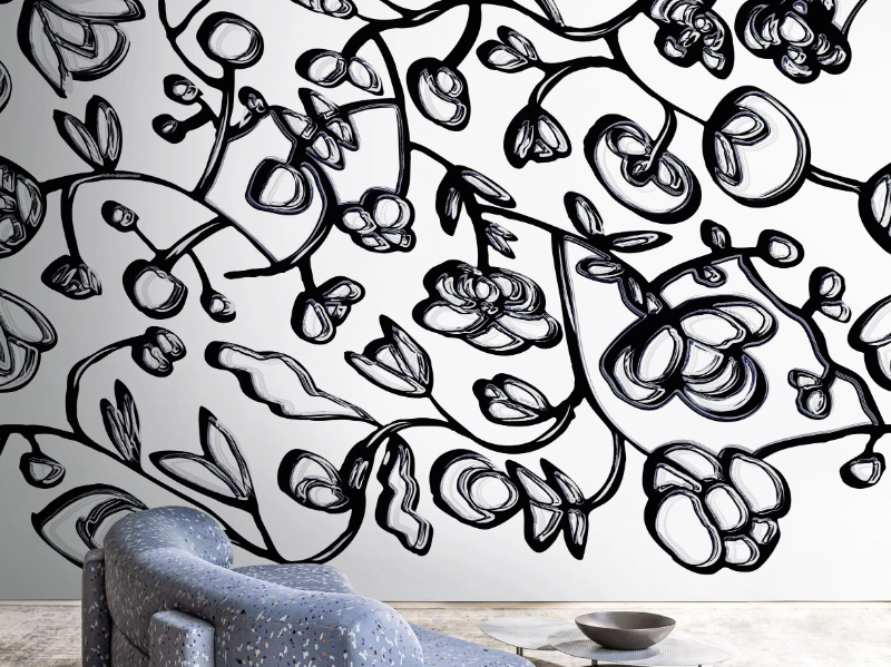 BLOOMING WPN 1405 - Wallpaper with floral pattern by Spaghetti Wall