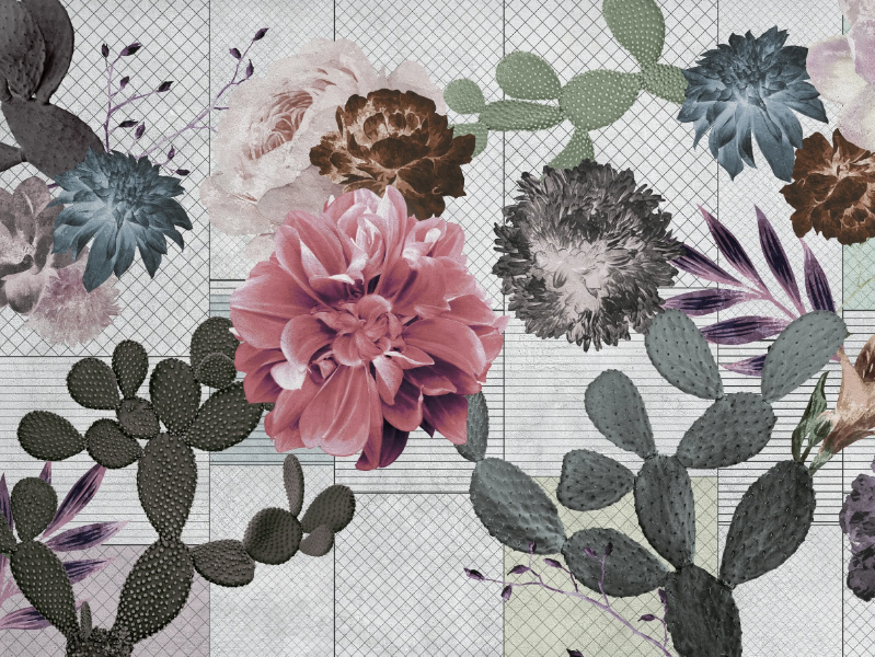 DESERT COLLAGE WPN 121 - Panoramic wallpaper with floral pattern by Spaghetti Wall