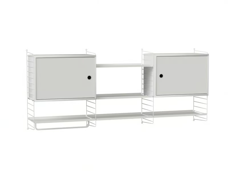 KITCHEN M - Horizontal powder coated steel wall cabinet with shelving by String Furniture