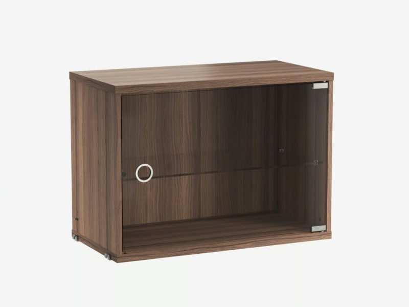 STRING® SYSTEM CABINET WITH SWING GLASS DOORS - MDF wall cabinet with shelving with door by String Furniture