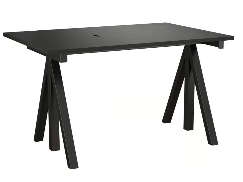 WORKS - Steel and wood office desk with cable management by String Furniture