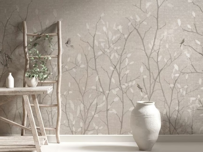 BIRDIES AND BRANCHES - Kids wallpaper with floral pattern by Studijo