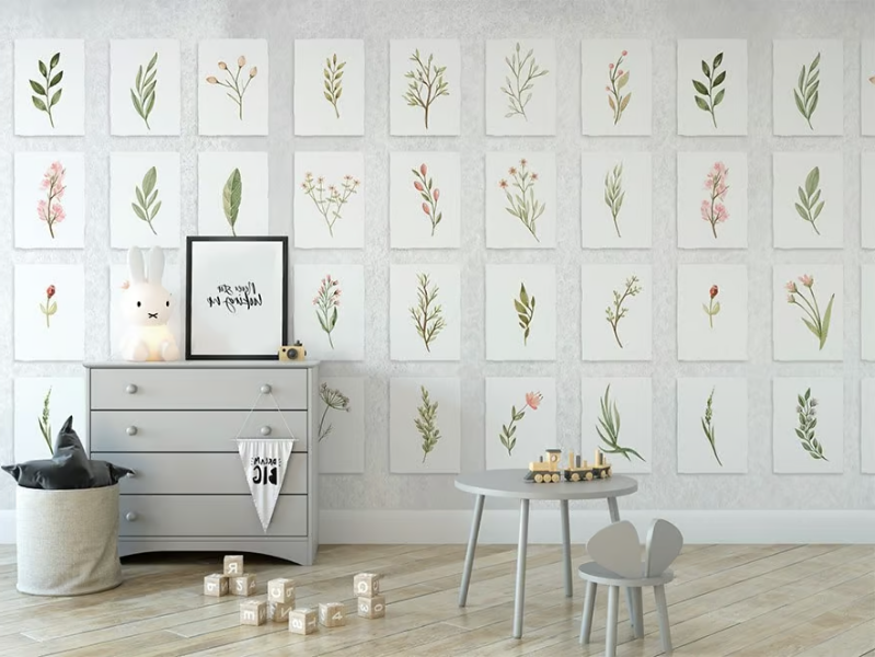 HERBARIUM - Kids wallpaper with floral pattern by Studijo