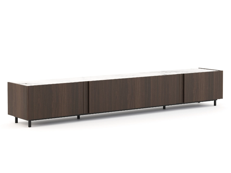 SEVILHA - Walnut wood tv cabinet with bronze mirror top by Stylish Club