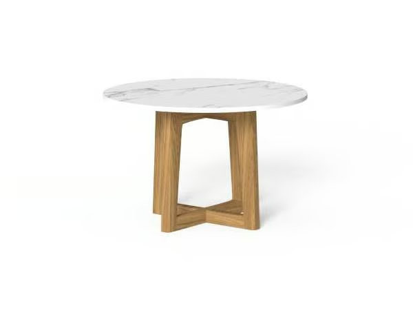 EVER - Round teak and porcelain stoneware garden side table by Talenti