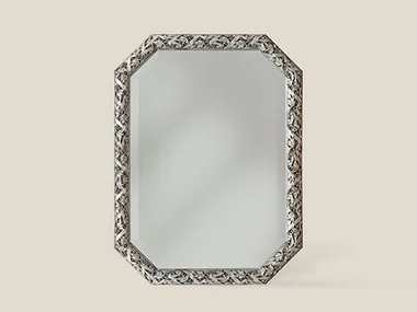 5164 - Octagonal framed wooden mirror by Tarocco Vaccari Group