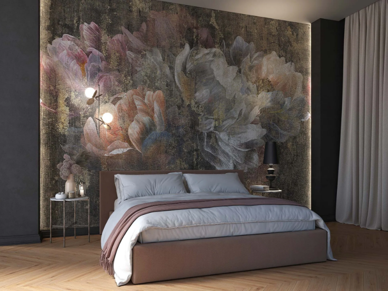 CARILLON - Metal effect wallpaper with floral pattern by Tecnografica