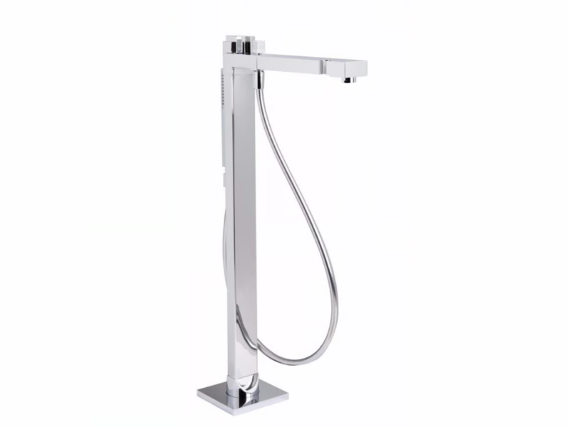 Foot-rinse station - Brass outdoor shower with hand shower by Tender rain