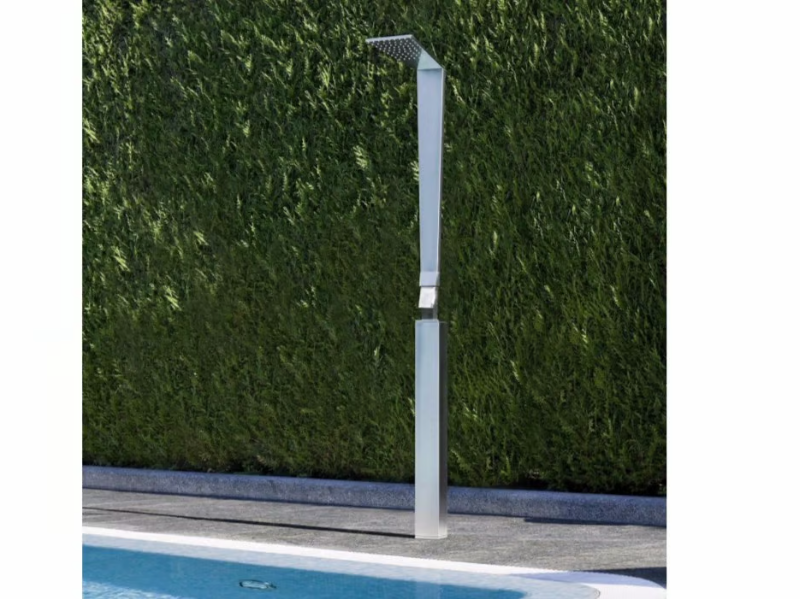SHARP - Floor standing brass shower panel with overhead shower by Tender rain