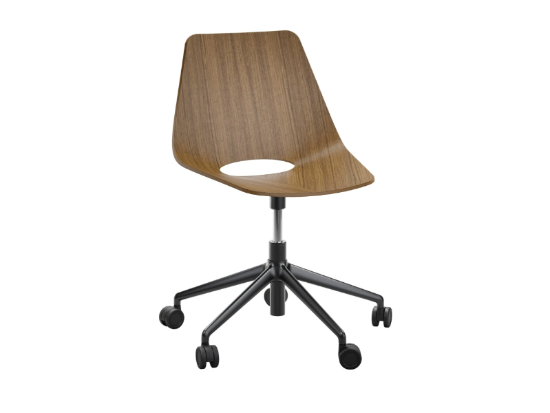 S 661 DR - Multi-layer wood office chair with castors with 5-Spoke base by Thonet