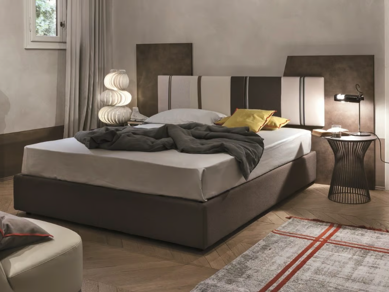 DIAGONAL - Storage bed with upholstered headboard by Tomasella
