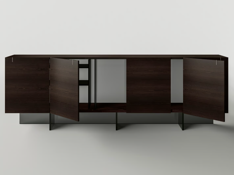 MAJOR - Wood and glass sideboard with doors and sliding doors by Tonelli Design