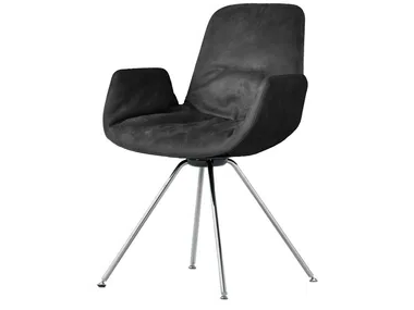 STEP SOFT UPHOLSTERED - Upholstered leather or fabric chair with armrests by Tonon