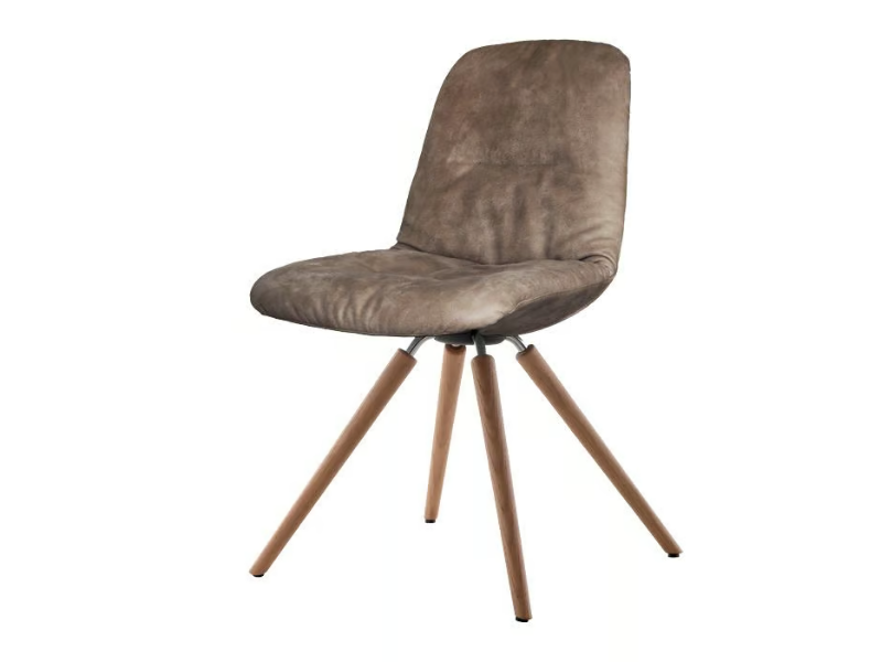 STEP SOFT UPHOLSTERED - Upholstered leather or fabric chair with wooden base by Tonon