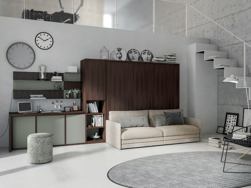ON-OFF CONFIGURATION 266 - Storage wall with fold-away bed by TUMIDEI