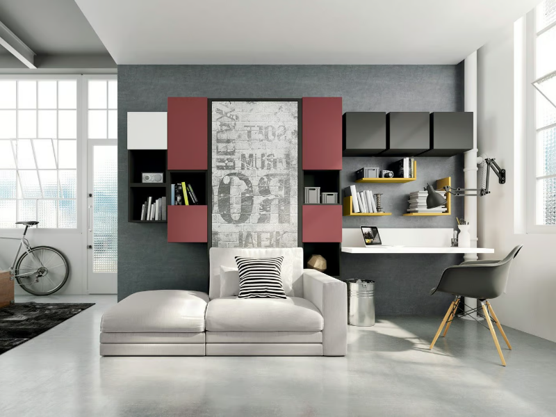ON-OFF CONFIGURATION 269 - Storage wall with fold-away bed by TUMIDEI