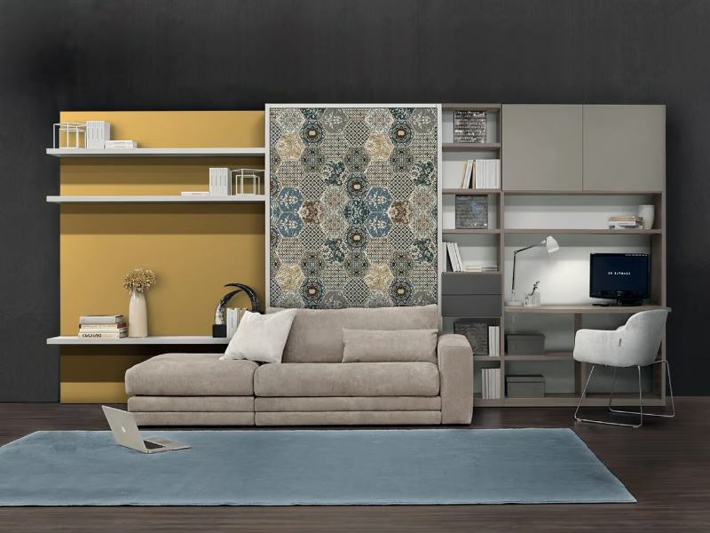 ON-OFF CONFIGURATION 271 - Storage wall with fold-away bed by TUMIDEI