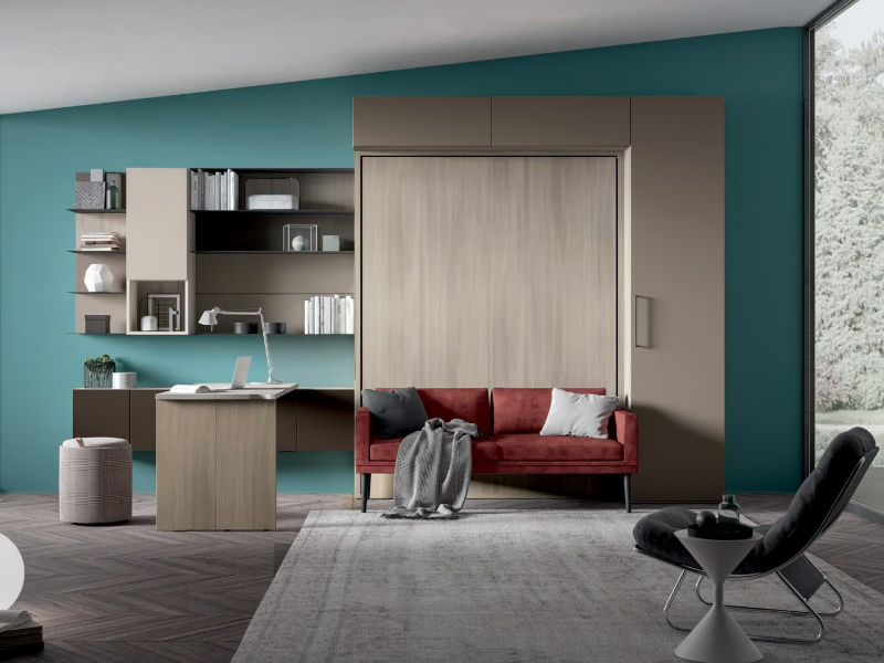 ON-OFF CONFIGURATION 277 - Storage wall with fold-away bed by TUMIDEI