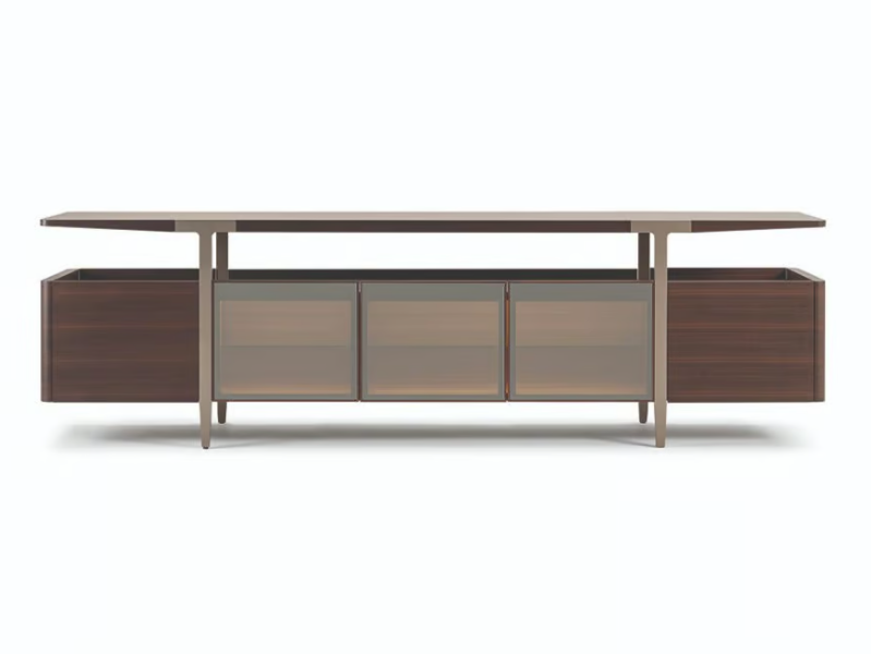DOMUS - Wood and glass sideboard with doors by Turri