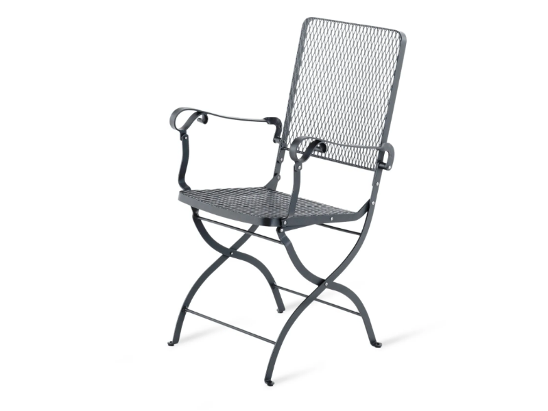 AURORA - Folding wrought iron chair with armrests by Unopiù