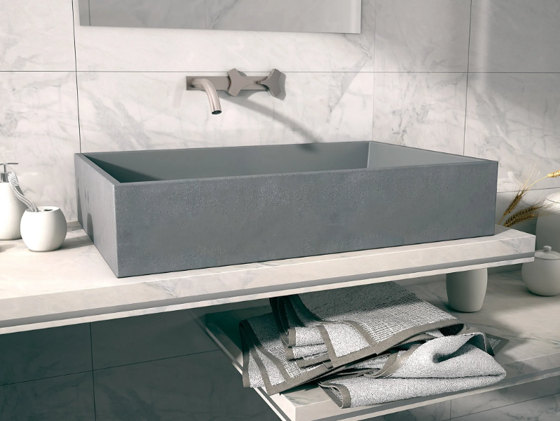 IMMISSIO 70 - Contemporary style countertop rectangular single concrete washbasin by URBI et ORBI