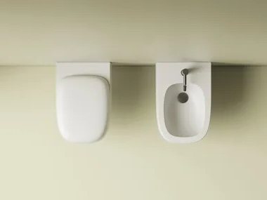 SEED - Contemporary style wall-hung rimless ceramic toilet by Valdama