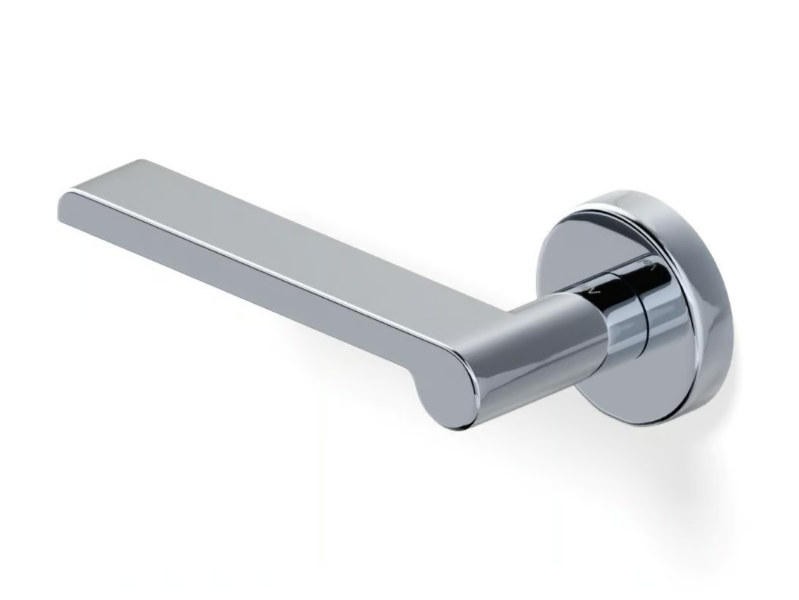 H1054 W.W. - Brass door handle on rose by Valli