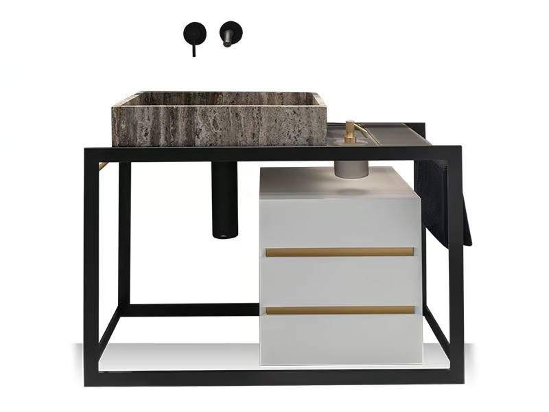 PERÍMETRO - Floor-standing single steel vanity unit by Vallvé