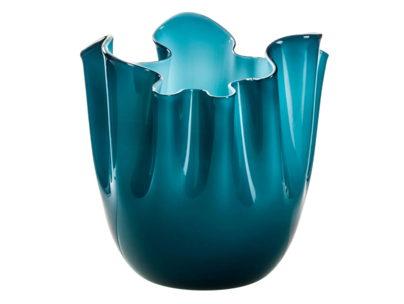 FAZZOLETTO OPALINO BICOLORE - Handmade blown glass vase by VENINI