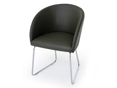 CISTELL ORIGINAL - Sled base upholstered leather chair by Vergés