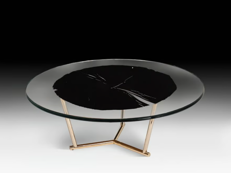 CORVARA - Low round wood and glass coffee table by VGnewtrend