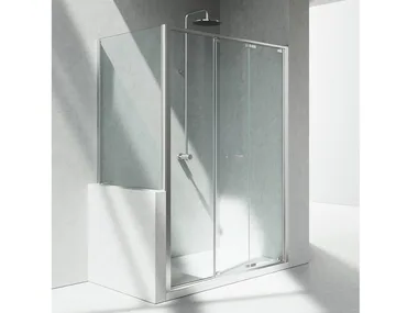 JUNIOR GM+GP - Corner tempered glass shower cabin with folding door by VISMARAVETRO