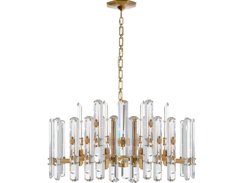 BONNINGTON - Large Chandelier in Polished Nickel with Crystal by Visual Comfort Europe