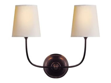 VENDOME - Double Sconce in Bronze with Natural Paper Shades by Visual Comfort Europe