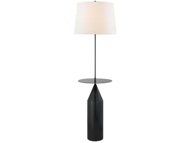 ZEPHYR - Large Floor Light in Aged Iron with Linen Shade by Visual Comfort Europe