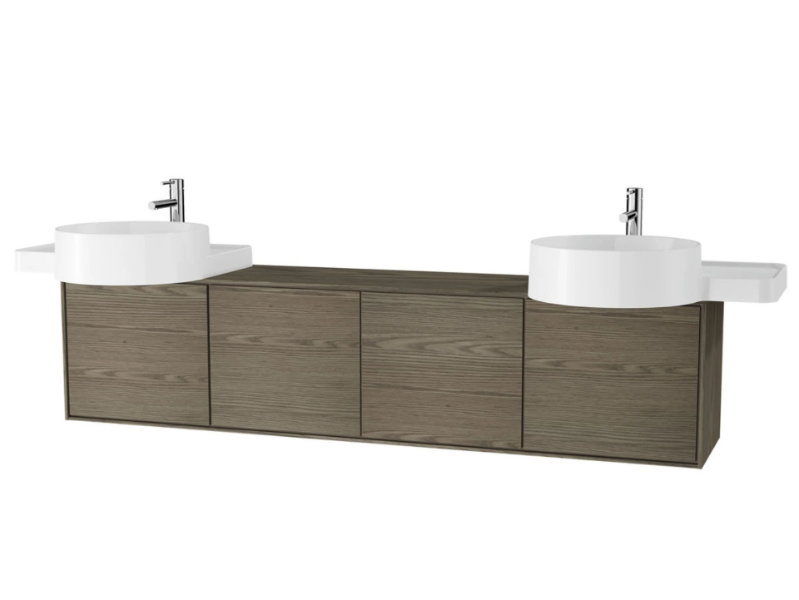 VOYAGE FOR DOUBLE COUNTERTOP WASHBASIN - Double wall-mounted wooden vanity unit by VitrA Bathrooms