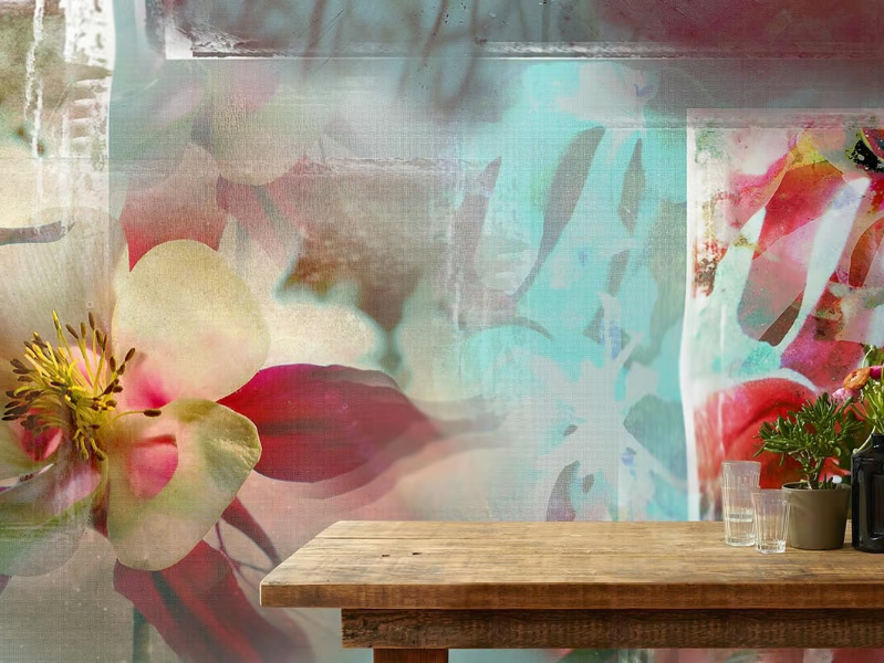 LANTERNE FIORITE - Tropical wallpaper, PVC free, eco, washable by WallPepper®/Group