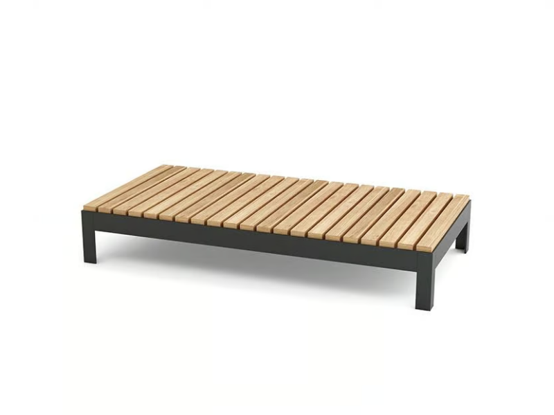 MORE COMFORT SHORT - Rectangular steel and wood coffee table by Walters