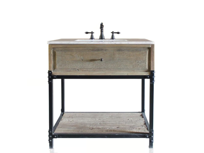 SABINE - Single floor-standing wooden vanity unit with integrated washbasin by WatermarkFixtures