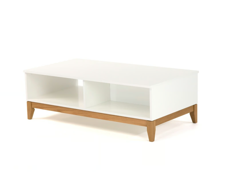 BLANCO - Rectangular melamine-faced chipboard coffee table with storage space by Woodman