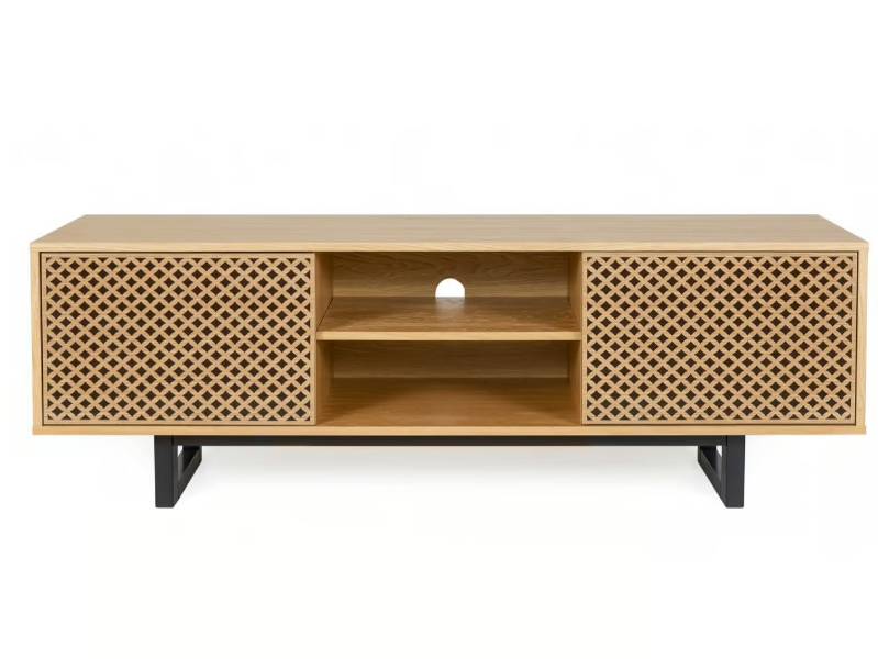 CAMDEN DIAMOND - Wood veneer TV cabinet with doors by Woodman