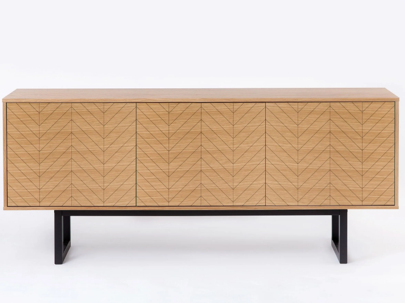 CAMDEN HERRINGBONE - Wood veneer sideboard with doors by Woodman