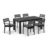 Kingscliff 1800 Outdoor Rectangle Aluminium Dining Table & Chairs Set Charcoal