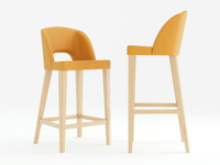 MARIEN - High leather and solid ash wood stool with footrest _ Anesis
