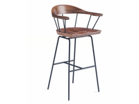 SPINDLE - Steel and wood bar stool with armrests _ BassamFellows
